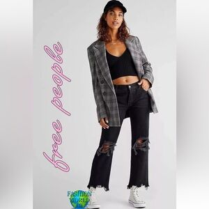 C26‎ Free People Maggie Mid Rise Straight Leg Jeans Washed Black